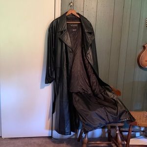 Wilson mens long leather coat